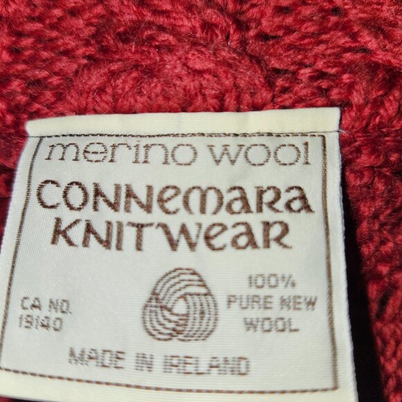 25072 Connemara Knitwear 100% Merino Wool Cardigan Irish Sweater Red Sz M - Picture 11 of 13